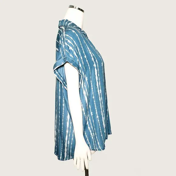 Style&co. Mock Denim Hi-Low Top - Picture 3 of 6